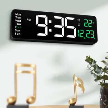 1 шт. Электронные настенные часы с температурным режимом Цифровые часы Современные Большие настенные часы с календарным дисплеем 16 дюймов