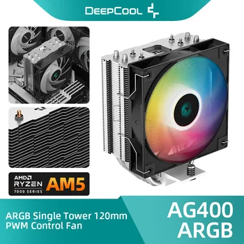 Воздушный охладитель Процессора DeepCool AG400 ARGB 4 heatpipe С Компьютерным вентилятором PWM 12 см 5 В A-RGB Радиатор процессора для LGA1700/1200/1151 AM5 AM4
