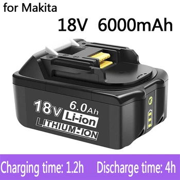 100% Оригинальная Аккумуляторная Батарея Makita 18V 6.0Ah для Электроинструментов 18V Makita со светодиодной литий-ионной Заменой LXT BL1860B BL1860 BL1850