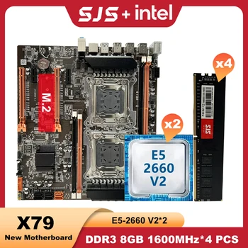 SJS X79 E5 2660 V2 DDR3 32 ГБ LGA 2011 X79 Комплект placa mãe с двумя процессорами E-ATX Intel Xeon с материнской платой 4*8 ГБ оперативной памяти 1600 МГц