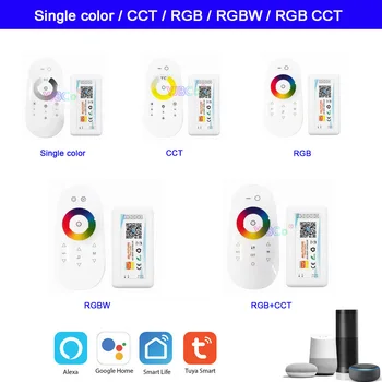 Tuya 2,4 G Wifi светодиодный контроллер Alexa Google Home Voice 5 В-24 В 12 В Одноцветная/CCT/RGB/RGBW/RGBCCT светодиодная лента с дистанционным переключателем яркости