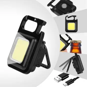 Мини Портативный карманный USB Перезаряжаемый фонарик, Рабочий светильник COB, светодиодные брелки для аварийного кемпинга на открытом воздухе, Рыбалка на штопоре