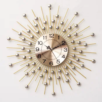 Европейские Металлические Креативные Настенные Часы Бесшумный Роскошный Дизайн Спальни Настенные Часы Большой Железный Современный Золотой Duvar Saati Home Decor AF50WC