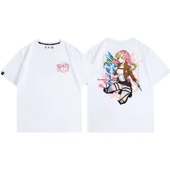 Kanroji Mitsuri Косплей костюм, футболка, Аниме Demon Slayer X Attack on Titan, мужская женская летняя рубашка с коротким рукавом