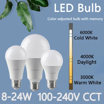 1-10 шт. светодиодная 3-цветная приглушенная лампа с памятью AC100-240V E27 B22 8 Вт-24 Вт без стробоскопа теплый белый свет высокая светоотдача