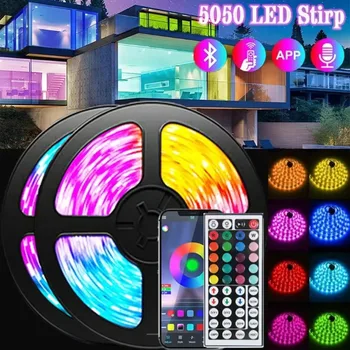 Светодиодные ленты длиной 10 м, Bluetooth RGB, 5 В, Гибкая лента, Диодная лента, 5050 Цветная подсветка телевизора, неоновые светодиодные лампы для украшения комнаты