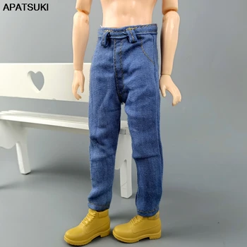 Синяя одежда для куклы-мальчика 1/6 в стиле хип-хоп, Джинсовые брюки ручной работы для куклы Кен, Джинсовые брюки для бойфренда Барби, Куклы-мальчика Кен Принс