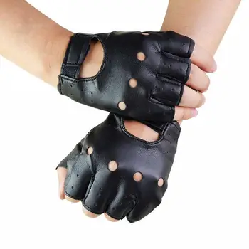 Мужские нескользящие кожаные мото-перчатки без пальцев, высококачественные хип-хоп варежки для вождения, перчатки для фитнеса