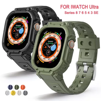 Чехол-ремешок для Apple Watch Ultra 49 мм 45 мм 44 мм 41 мм 40 мм Силиконовый Ремешок для Iwatch Series 8 7 6 Se 5 4 Защитный Чехол-браслет