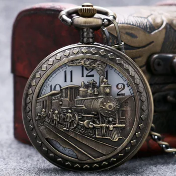 YISUYA Роскошная Резная Современная подарочная сумка Кварцевый Причинно-следственный кулон Для мальчиков Поезд В античном стиле Детское ожерелье Модные Черные карманные часы