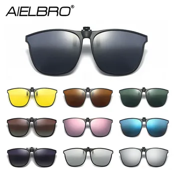 Мужские солнцезащитные очки AIELBRO 2022, Поляризованные очки, мужские солнцезащитные очки с клипсой, Очки ночного видения для вождения, солнцезащитные очки для мужчин