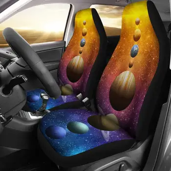 Пара цветных чехлов для автомобильных сидений Galaxy Universe Space Planets, 2 чехла для передних автомобильных сидений, Чехол для сиденья автомобиля, Протектор для автомобильных сидений, Ca