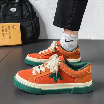 Модная дизайнерская мужская парусиновая обувь, оранжевые мужские кроссовки для катания на коньках на платформе, комфортная дышащая мужская белая брендовая обувь Zapatillas De Hombre