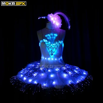 Женские платья для бальных танцев со светодиодной подсветкой, костюм для женщин, костюмы для вечеринок, модель со светодиодной подсветкой, одежда для DJ-шоу