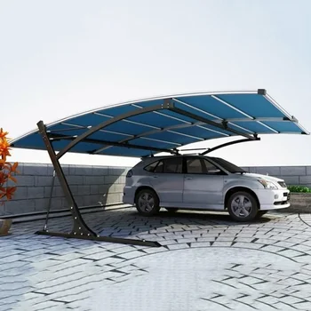консольный навес для автомобиля со стальной и алюминиевой рамой и тентным блоком из ПВДФ на крыше, 100% УФ