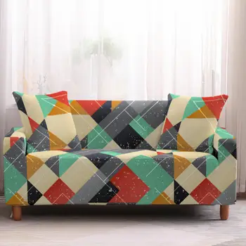 Чехлы для диванов для гостиной с геометрическим принтом, эластичный спандекс, все включено, Универсальный для всех сезонов, Чехол для дивана, чехол для подушки