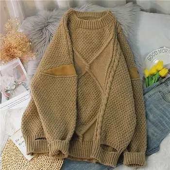 Женский свитер с завитками из жареного теста, осень-зима 2022, Корейский Винтажный Свободный пуловер из трикотажа с утолщенным верхом