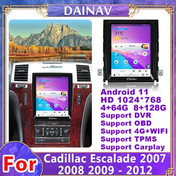 10,4 Дюймов Qualcomm Android11 Авто радио Для Cadillac Escalade 2007 2008-2012 Tesla стиль DVD-плеер Carplay GPS Навигация