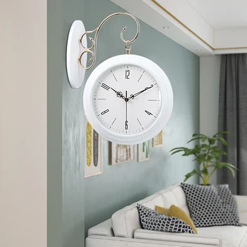 Двухсторонние Настенные часы с Римскими цифрами Тихая Кварцевая цифра Скандинавские Часы Винтаж Ретро Эстетичный Дизайн Гостиной Horloge Home