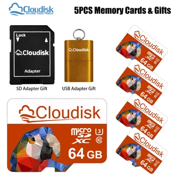 Cloudisk 5 шт. Карта памяти Micro SD 32 ГБ 64 ГБ 128 ГБ U3 TF Карты 16 ГБ 8 ГБ 4 ГБ 2 ГБ 1 ГБ C10 A1 Производства Лицензиата 3C-Group