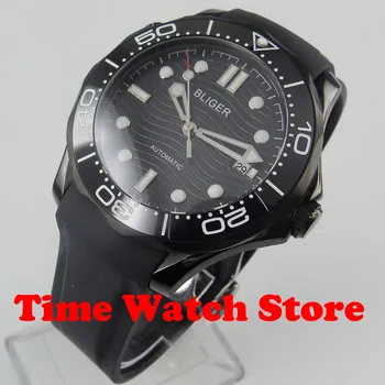 Bliger 41 мм Miyota 8215 PVD корпус автоматические мужские часы сапфировое стекло черный циферблат светящийся керамический безель водонепроницаемый раскладывающийся 2