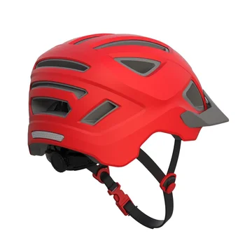 Красный молодежный велосипедный шлем (возраст 8 +, унисекс, с козырьком, встроенным отражением)