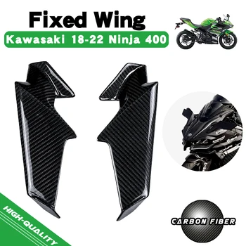 Для Kawasaki Ninja 400 2018-2023 100% Полностью сухие Детали из углеродного волокна 3K с фиксированным Крылом, Обтекатели, Капоты, Комплект Аксессуаров для мотоциклов