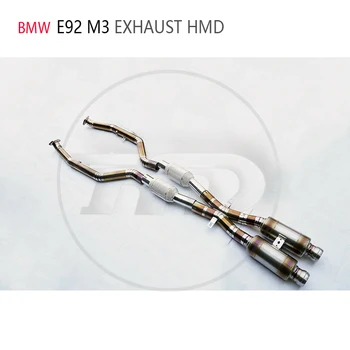 Средняя выхлопная труба из титанового сплава HMD, коллектор, водосточная труба, подходит для автоматической модификации BMW E92 M3, электронный клапан глушителя