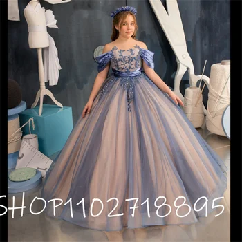 Платье с цветочным узором 2023, Модное Красивое Свадебное платье Принцессы для девочек, Бальное платье, Пышные платья Принцессы с цветочным узором для девочек