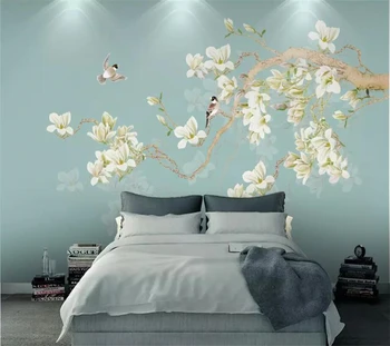 beibehang Пользовательские обои 3D Gong Yu Magnolia ТВ фон стены ручная роспись цветов и птиц новые китайские обои 3d фреска