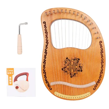 16 Струнная Арфа-Лира, Деревянный музыкальный инструмент из красного дерева на 16 тонов с ключом для настройки, Руководство для детей, взрослых, начинающих