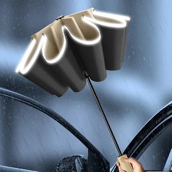 Портативный уличный Зонт С ветрозащитным Сильным светоотражающим Украшением Большой Мужской Зонт Класса люкс Sombrilla De Playa Rain Gear