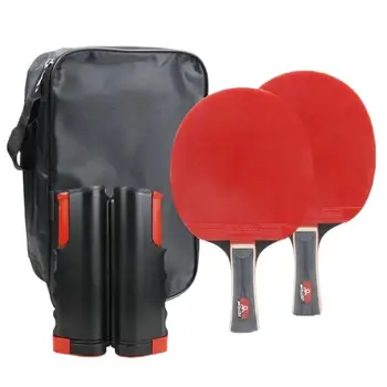 Набор ракеток для настольного тенниса с 2 лопатками для настольного тенниса + 1 Выдвижная сетка + 1 Резиновый чехол для тренировки Защитной ракетки для пинг-понга