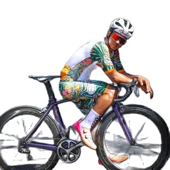 Велосипедный трикотажный костюм Быстросохнущий Унисекс Для соревнований по триатлону Комплект Шорт-нагрудников с коротким рукавом Велосипедная одежда Maillot Ciclismo