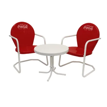 Набор для бистро Leigh Country Coca-Cola (на 2 места с обеденным столом высотой), металлический, 3 шт., красный и белый