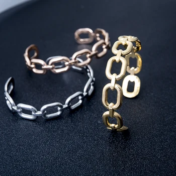 Модные геометрические браслеты-цепочки из нержавеющей Стали, позолоченный Открытый Регулируемый Браслет, ювелирные изделия, подарки на Годовщину
