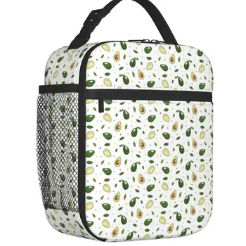 Летняя сумка с рисунком Авокадо и фруктами, утепленная сумка для ланча для женщин, Портативный кулер, термобокс для Бенто, Открытый Кемпинг, Путешествия