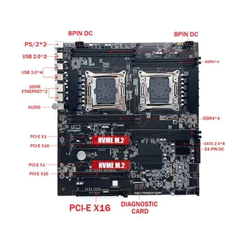 Материнская плата X99 с двумя разъемами LGA2011-3 С поддержкой двойного процессора RECC DDR4 Memory Материнская плата Компьютера + 2XDDR4 4 ГБ оперативной памяти 2666 МГц