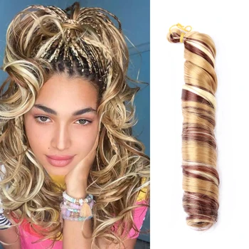 Синтетические волосы Омбре, Плетение спиральных локонов, Французское Вьющееся плетение, Наращивание волос крючком для женщин, африканские косички