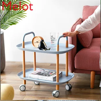 Простая в скандинавском стиле коляска для хранения в гостиной, мобильный маленький журнальный столик, диван, приставные столики, домашний многофункциональный вагон-ресторан