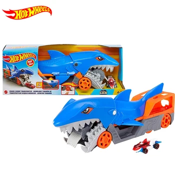 Оригинальный Hot Wheels Car Shark Chomp Transporter Игровой набор для хранения 1/64 Car City Builder Детские игрушки для мальчиков в подарок на День Рождения
