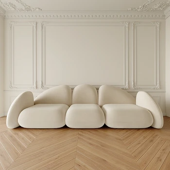 Модульный итальянский Ленивый диван Белый 3-местный Прямой Дизайнерский Салон, Минималистичный Расслабляющий Мягкий диван для гостиной, Мебель для спальни