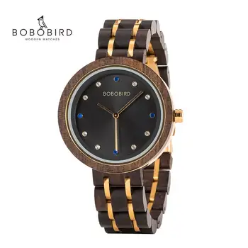 Женские часы BOBO BIRD из кварцевого дерева, модные женские наручные часы часы женские Женские часы из черного дерева по индивидуальному заказу, Прямая поставка