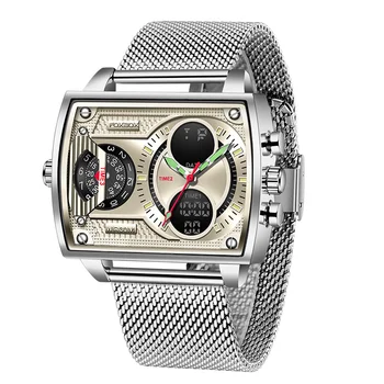 Новые Роскошные мужские часы от ведущего бренда FOXBOX, Модные Квадратные часы, Мужские Повседневные спортивные водонепроницаемые часы с двойным дисплеем Relogio Masculino