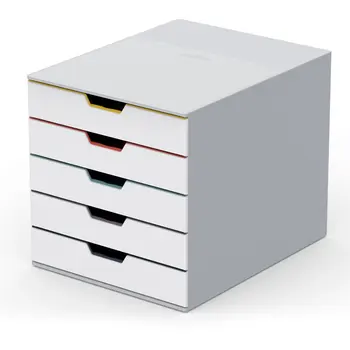 Настольный ящик для хранения Varicolor Mix с 5 выдвижными ящиками, белый / разноцветный - 5 выдвижных ящиков - Высота 11 дюймов X ширина 11,5 дюймов X глубина 14 дюймов - Настольный - Wh