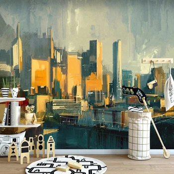 3D фреска Ретро европейская ручная роспись Городские обои Гостиная Спальня Диван ТВ Фон Настенное украшение для дома 3D настенная ткань