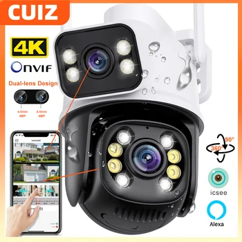 8-Мегапиксельная Wifi Камера безопасности 4K Беспроводная CCTV Камера наружного наблюдения с двумя объективами, двойным экраном, автоматическим отслеживанием IP-камеры Vision iCSee