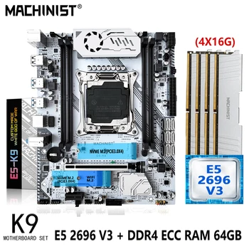 MACHINIST X99 Комплект материнской платы LGA 2011-3 Комплект Xeon E5 2696 V3 Процессор 4x16G = 64 ГБ Оперативной памяти DDR4 ECC NVME M.2 SATA 3.0 M ATX K9
