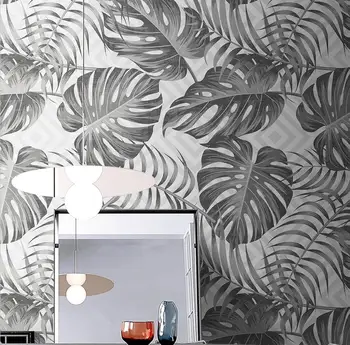 beibehang пользовательские скандинавские серые тропические растения фотообои для гостиной спальни ТВ фон для настенной росписи 3D обои гобелен