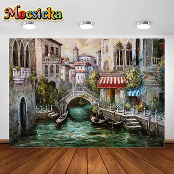 MOCSICKA Картина маслом для фотосъемки, городской угловой мост, фон для лодки, профессиональные инструменты для студийной съемки